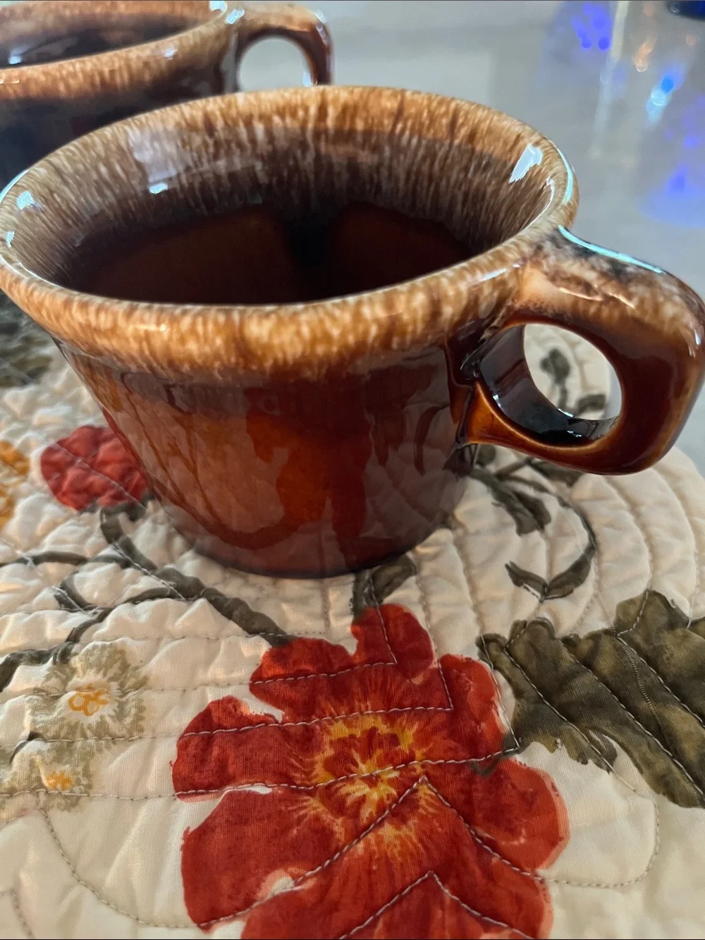 Set 4 Vintage Hull Crestone Oven Proof Brown Drip Glaze Pottery Coffee Tea Mugs